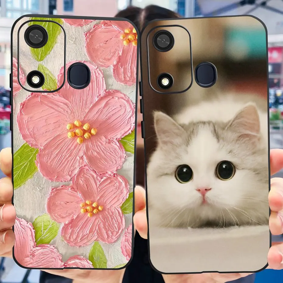 

For Itel A27 Case Cute Flower Cat Painted Soft Silicone TPU Phone Back Cases Cover For ITEL A27 P17 A551L ItelA27 Bumper