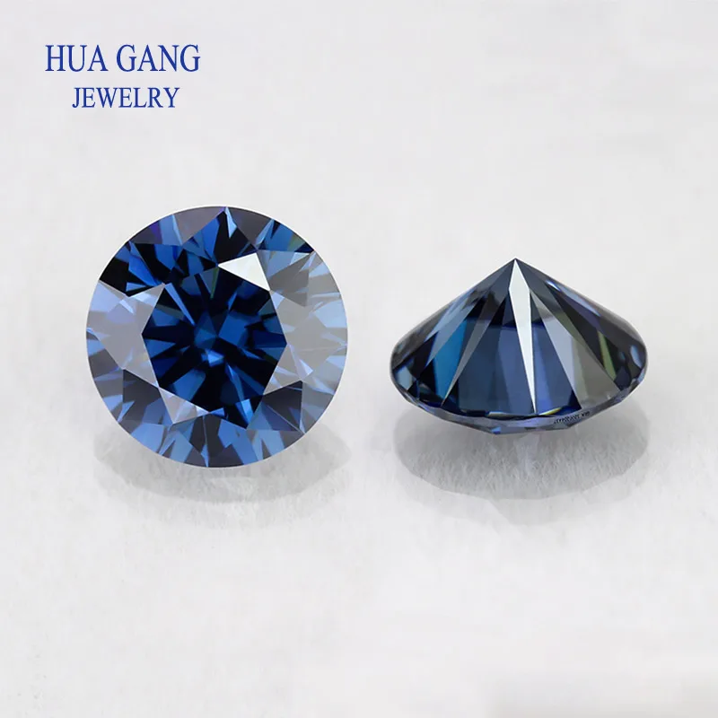 اللون الأزرق الملكي مويسانيتي مفكوك حجر الياقوت الأحجار الكريمة 0.5 ~ 3ct الخرز المستديرة VVS1 ممتاز قطع اختبار الماس الإيجابي