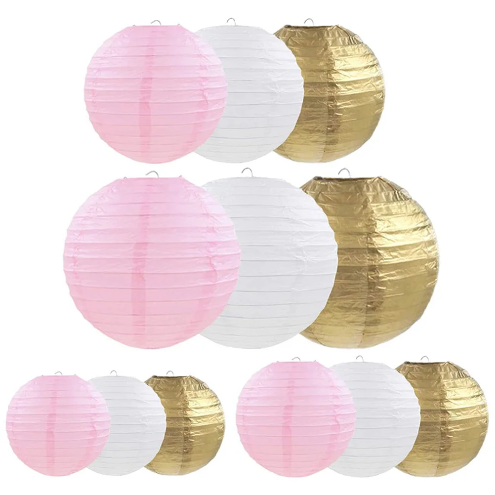 

Holiday Decorative Set DIY Handmade Colorful Round Party Scene Decoration 12pcs (pink/white/gold) Chinese Office