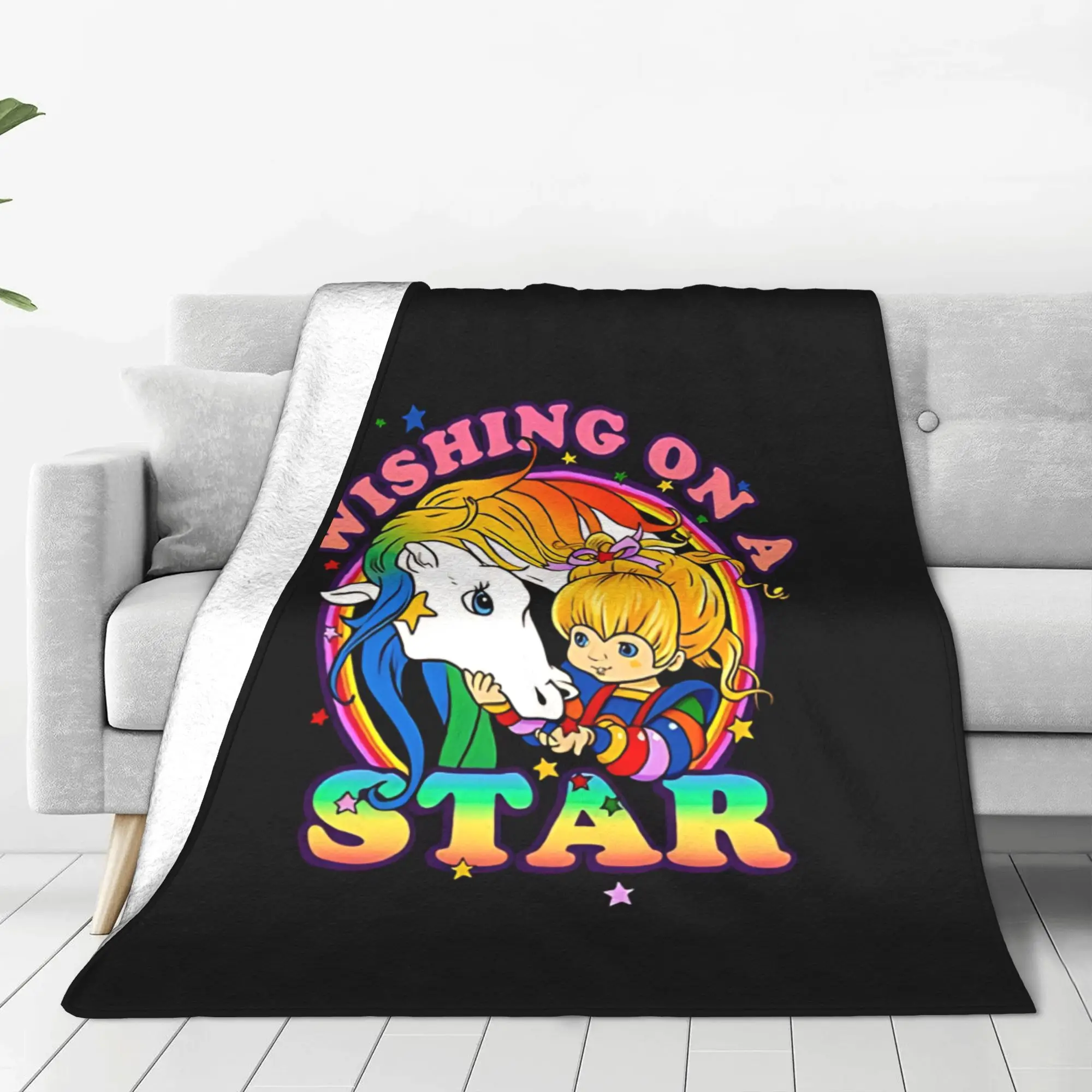 1PC Home Cute Room Decor Colorful Girl Blanket Throw Blanket R-Rainbow Brite Novelty Warm Blanket All Season