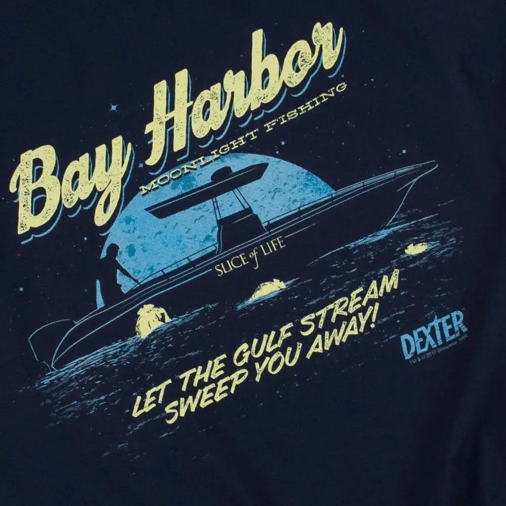 Popfunk Classic Dexter Bay Harbour Moonlight Fishing T Shirt & Stickers