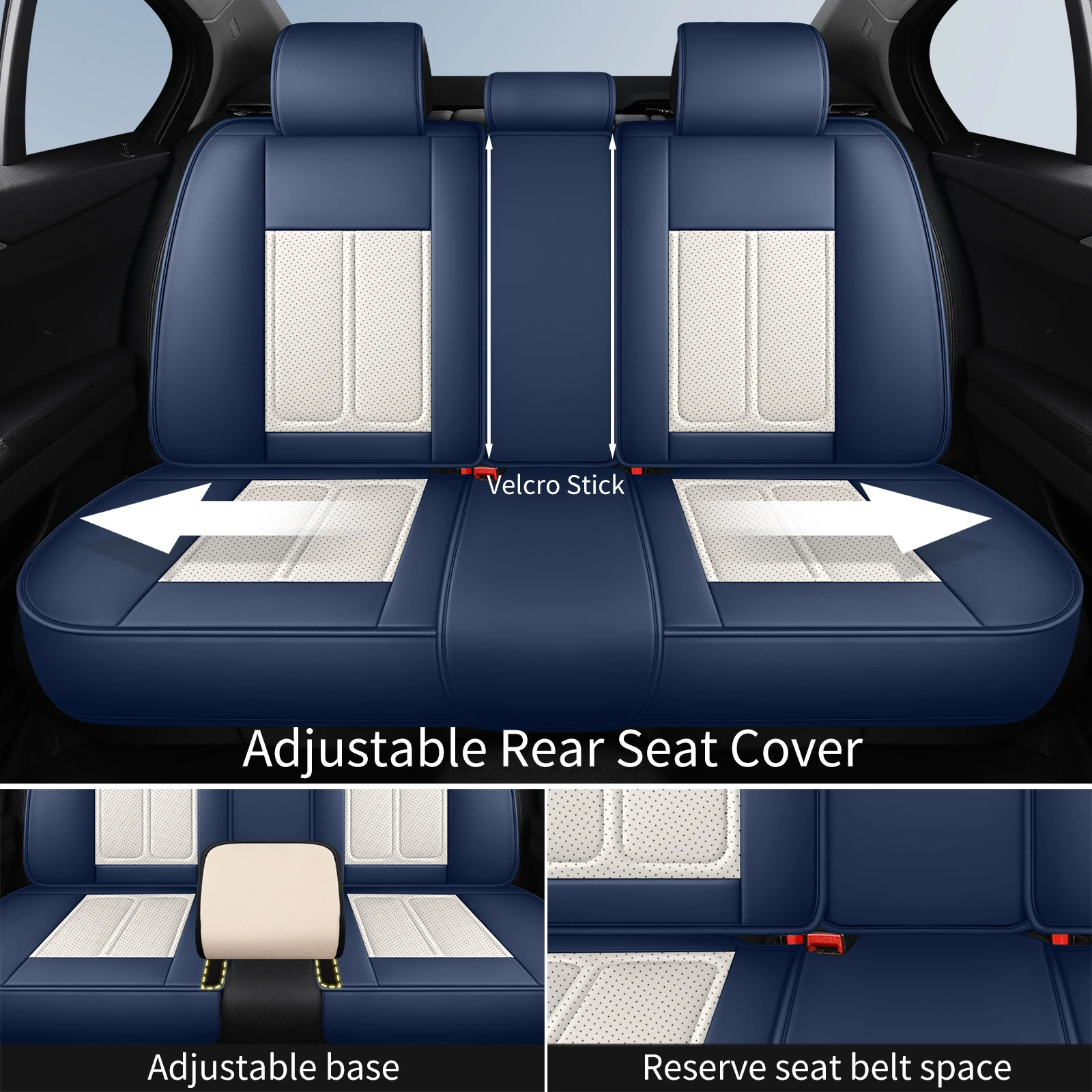 غطاء مقعد السيارة من جلد البولي يوريثان مقاوم للماء وناعم ومريح ومقاوم للاهتراء، غطاء كامل من الأمام والخلف 5 مقاعد