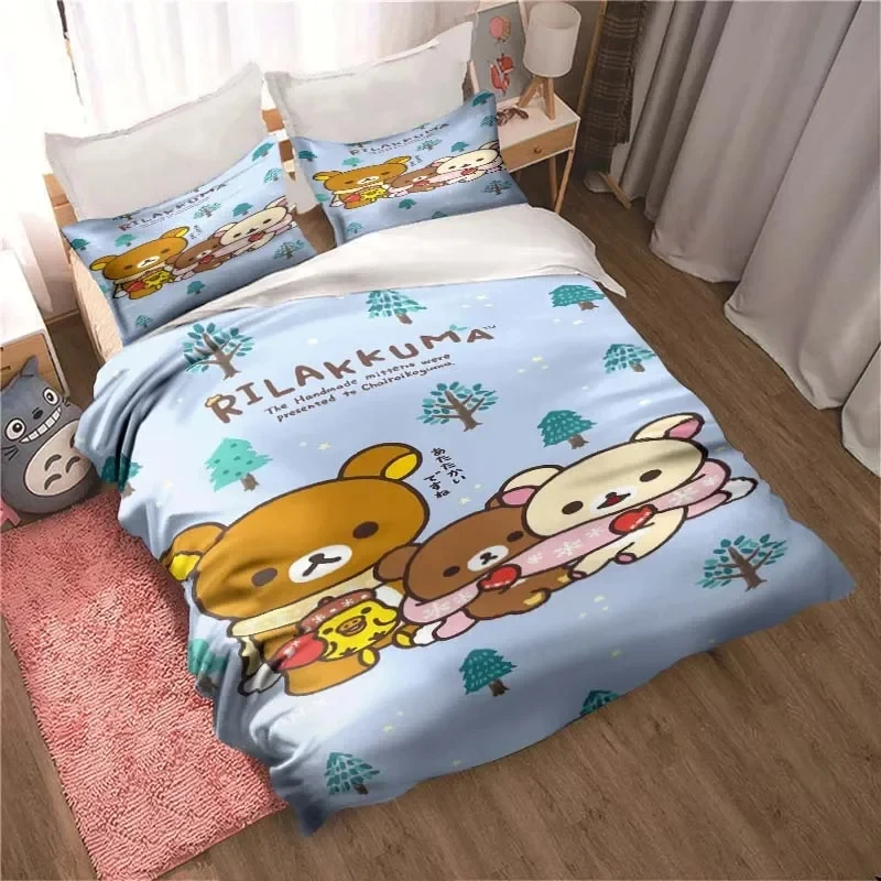 

3D Print Cute Rilakkuma Bear Kawaii Bedding Set Double Twin King Duvet Cover Comforter Pillowcase Boys Girls Adults Bedroom