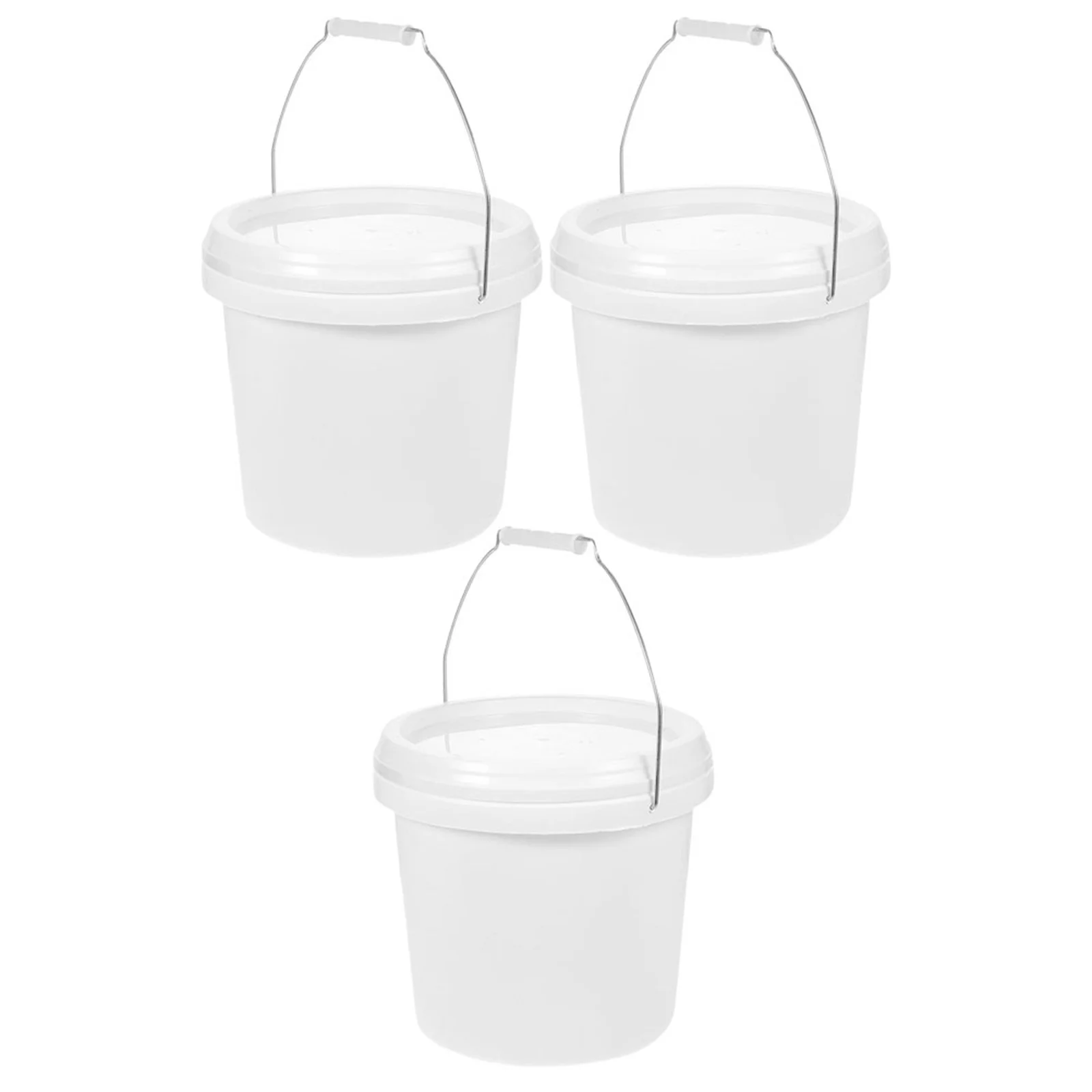 

3Pcs Round Painting Buckets 4L Leakproof Lid Handle Practical Paint Storage Multi-Functional Buckets Round Bucket