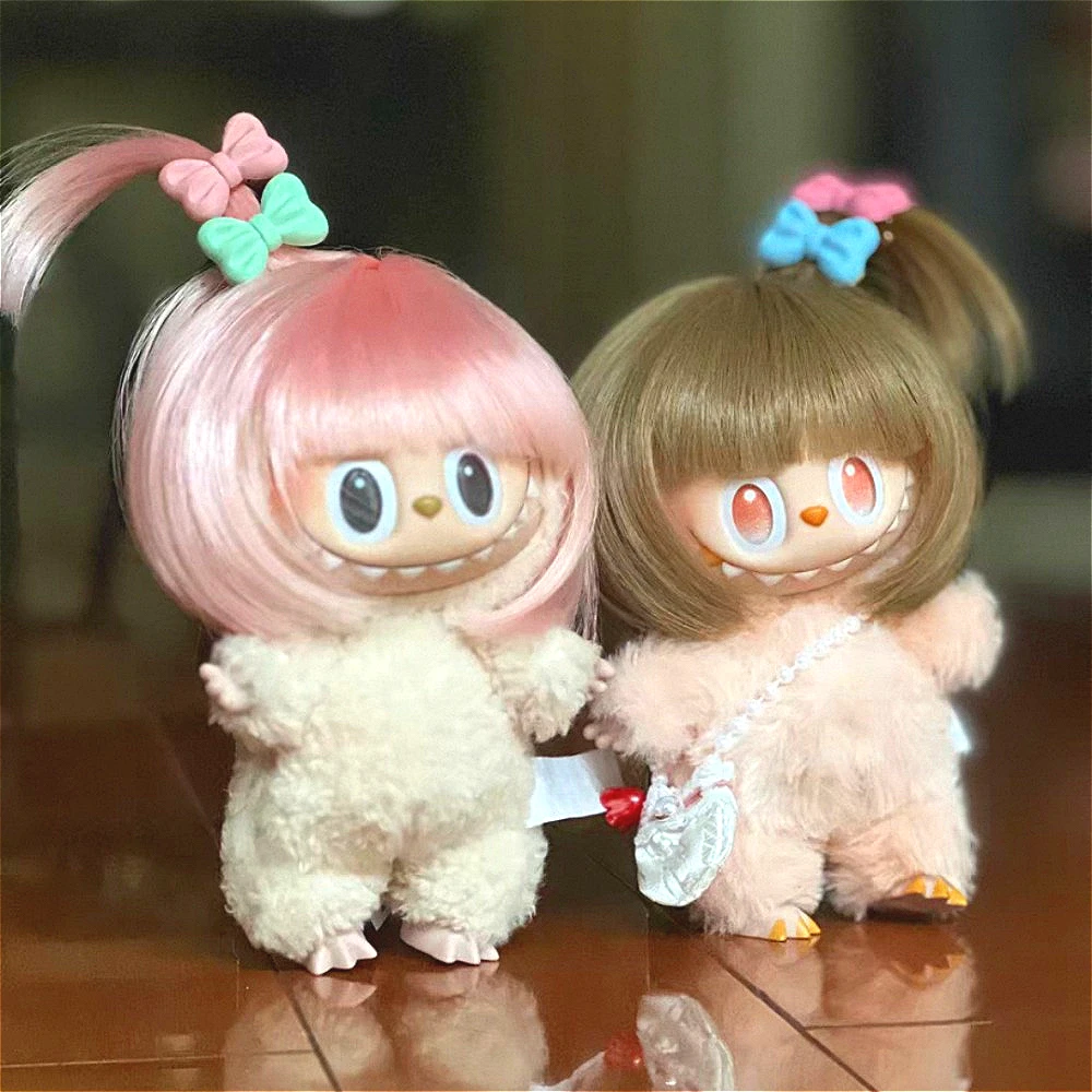 For 17cm Labubu Doll Yellow Short Wavy Wig Set Playful Curly Bob Hairstyle Various Styles Ropa Labubu Accessory