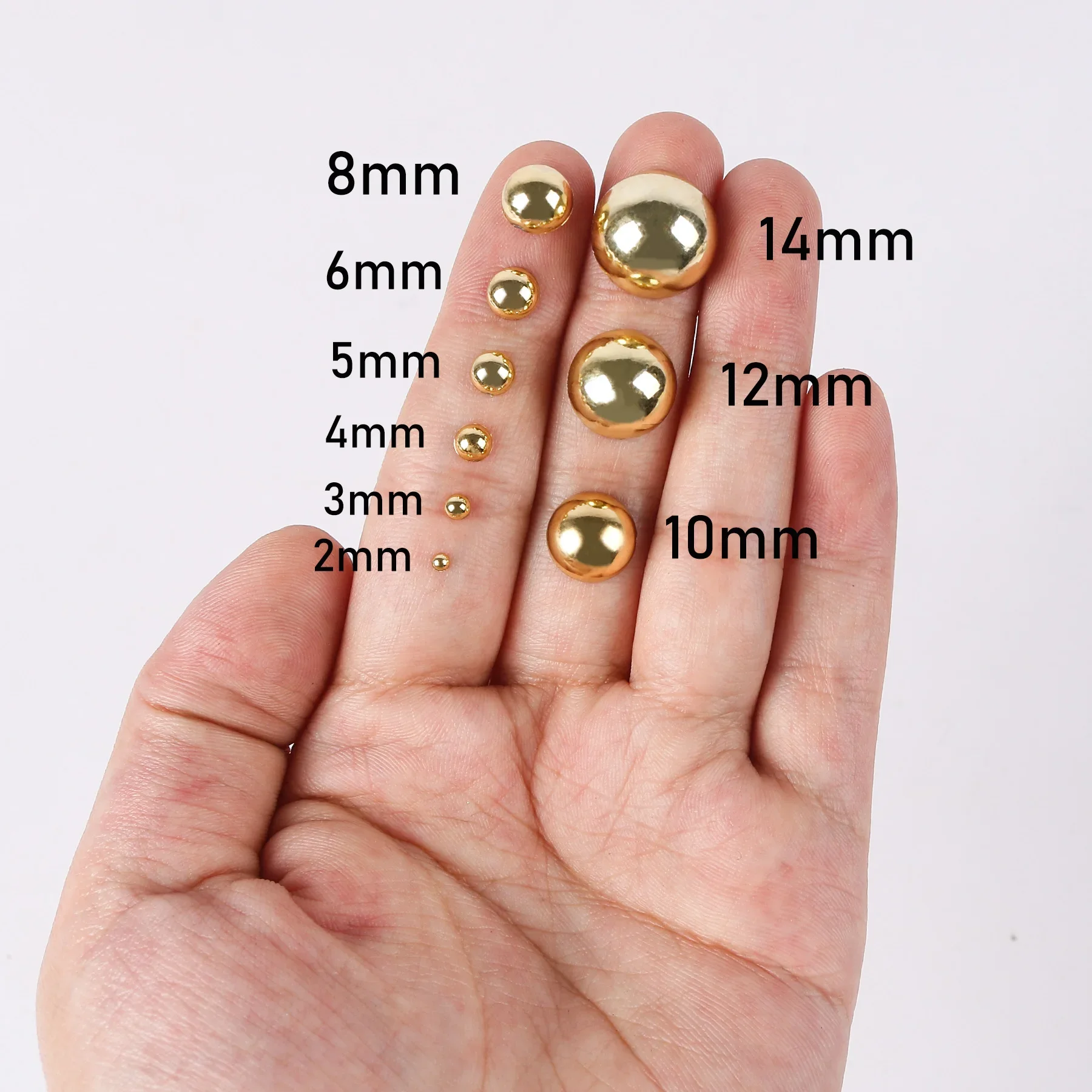 Gold Color Mix Sizes 2mm-10mm Half Round Beads Golden Imitation Pearl ABS Resin Flat Back Glitters For DIY Nail Craft Decoration