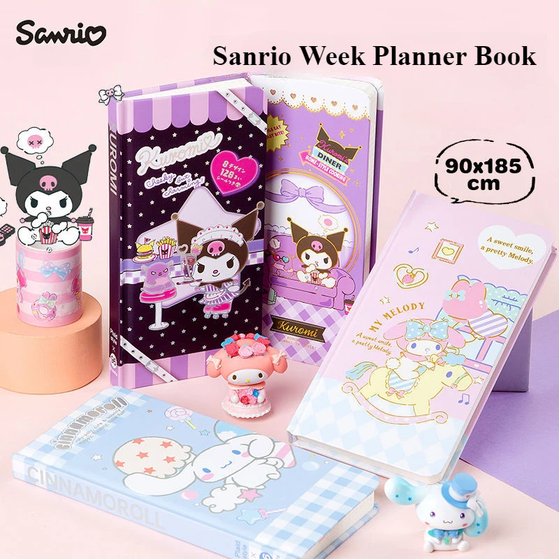 Kawaii kuromi Egyhetes planner Füzet sanrio planner journals Füzet matricák Előjegyzési naptár 2025 aranyos Jegyzetblokk lányok Iskola Anyagellátás