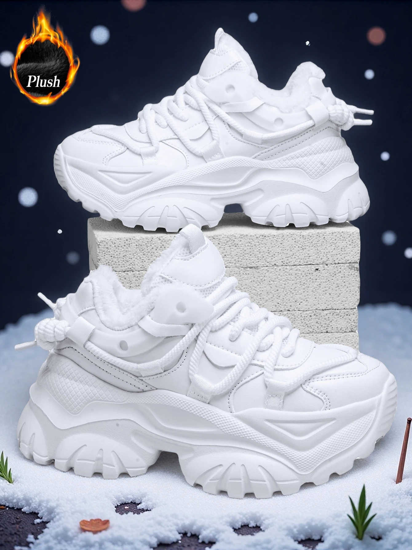 Damen Y2K Sweet-Cool Style Vulkanisierte Schuhe, Leichte Eva-Sneaker mit Dicker Sohle und 7cm Absatzverhöhung, Weiße Freizeitschuhe, Outdoor Ganzjahres Warme Baumwollschuhe – Detail 4