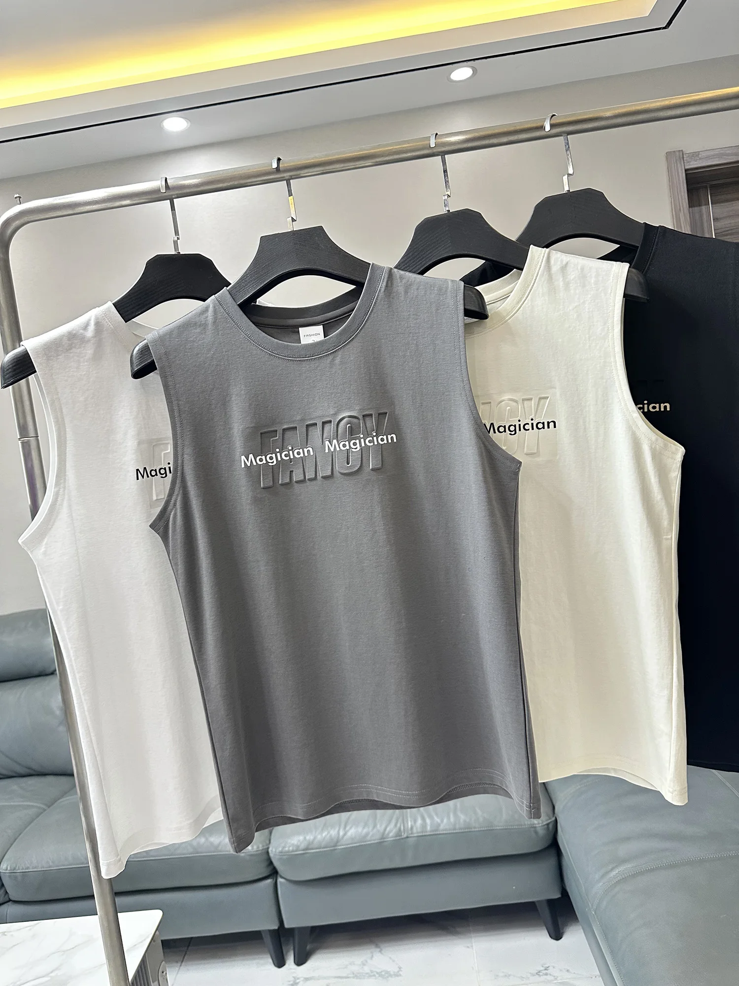 High Quality round Neck Sleeveless Vest Men's Summer Versatile Comfortable Breathable Letter Stamp Printing Trendy Top