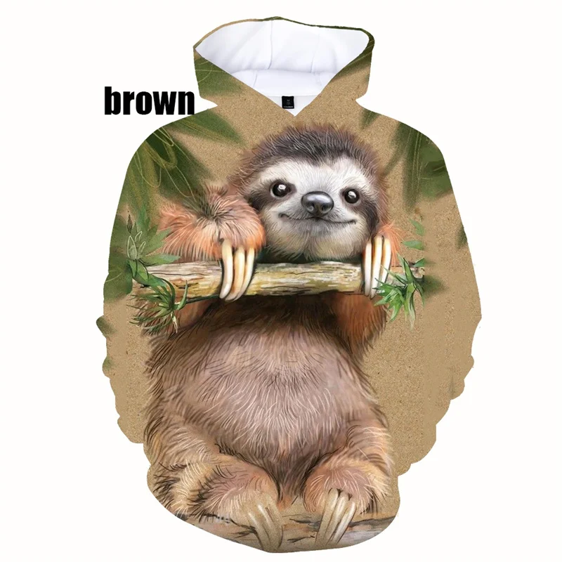 

New 3D Animal Sloth Printed Hoodies For Men Cute Folivora Graphic Hooded Sweatshirts Kid Fashion Funny Pullovers Clothing Hoodie