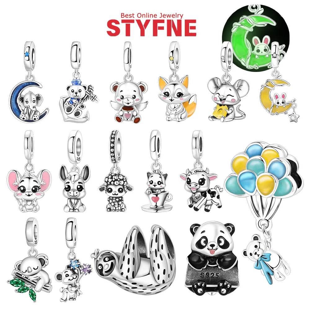 

Animal Series Charms 925 Silver Donkey Koala Elephant Cute Little Mouse Beads Pendant Fit Diy Original Bracelet Fashion Jewelry