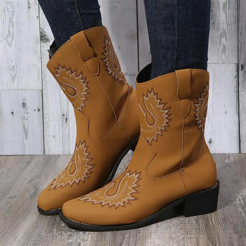 

Embroidered Ethnic Sle Casual Women's Boots High Heel ort Boots Faionable Summer Boots Leather And Cloth Splicing