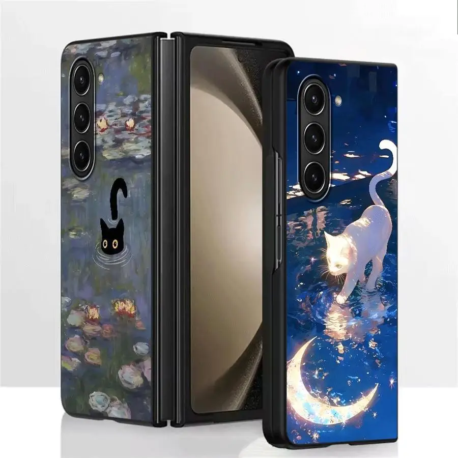 Custodia posteriore per telefono per Samsung Galaxy ZFold4 ZFold7 ZFold3 ZFold5 Z Fold 7 6 5 4 3 ZFold6 Super Cute Kitten