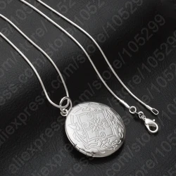New 925 Sterling Silver Needle Jewelry Round Photo Locket Necklace Pendant Best Gift For Women Girl