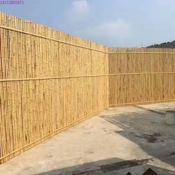 Outdoor White Bamboo Carbonized Bamboo Fence Garden Row Decorative Yard Partition Bamboo Fence Fence