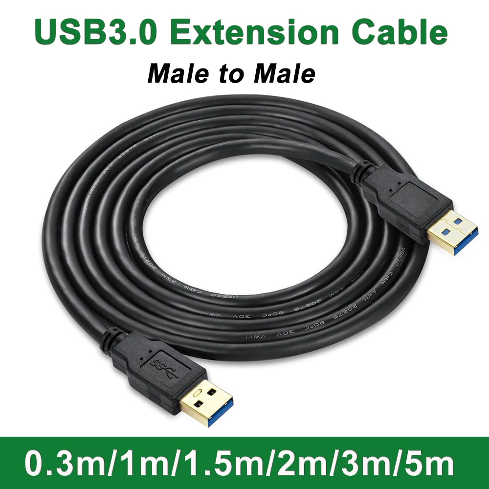 USB-auf-USB-Kabel, Stecker auf Stecker, USB 3.0-Kabel lang, 1,64–16,4 Fuß, für Festplattengehäuse, Drucker, Modem, Kameras