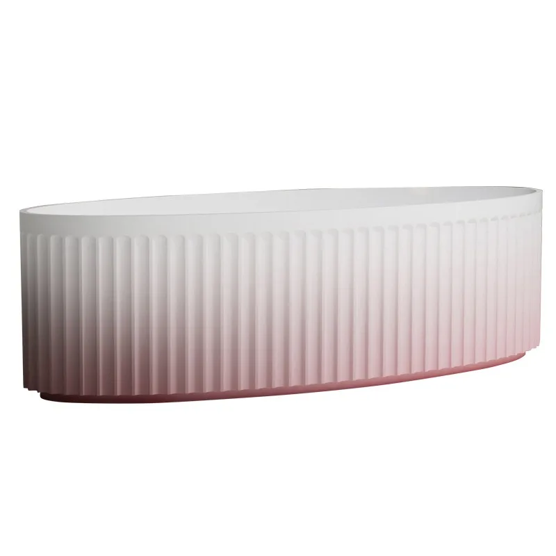 Artificial stone bathtub independent vertical stripe home hotel B & B villa light luxury bathtub OEM foreign trade export factor