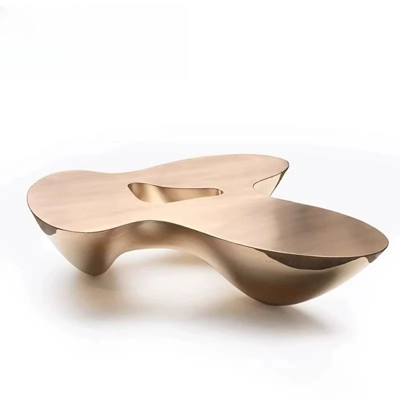 

Special-shaped stainless steel metal mirror electroplating light luxury living room sofa tea table irregular combination simple