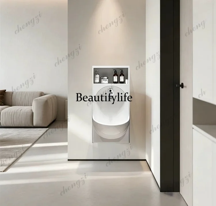 In-wall induction faucet wash basin semi-embedded balcony wall-mounted ceramic wash basin is extremely narrow