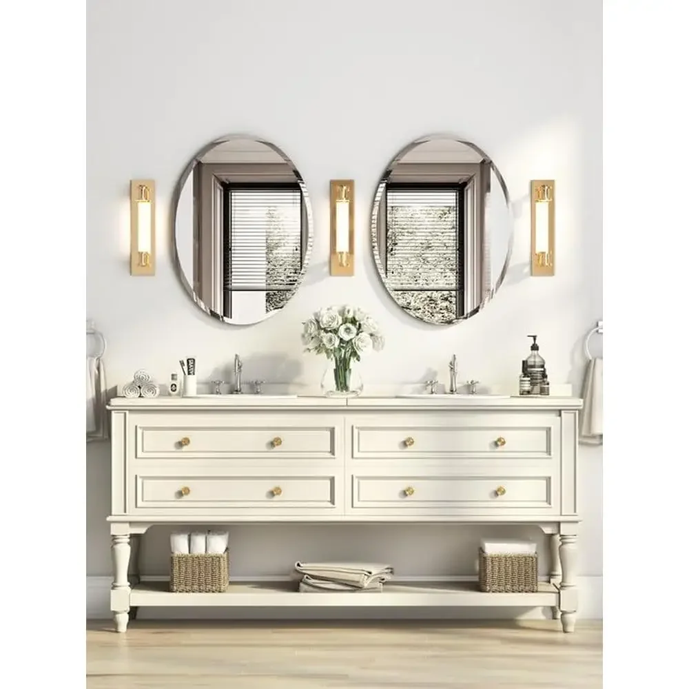 Oval Frameless Beveled Polished Wall Mirror Bathroom Vanity Bedroom 18x24 HD Clear Reflection Living Dining Entrance Hallway