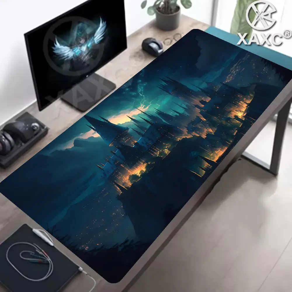 Gaming Mouse Pad Anime Castle Magic Style 900x400 Non-Slip Rubber Extended Desk Mat Laptop XXL HD Keyboard Pad for Gamer XAXC