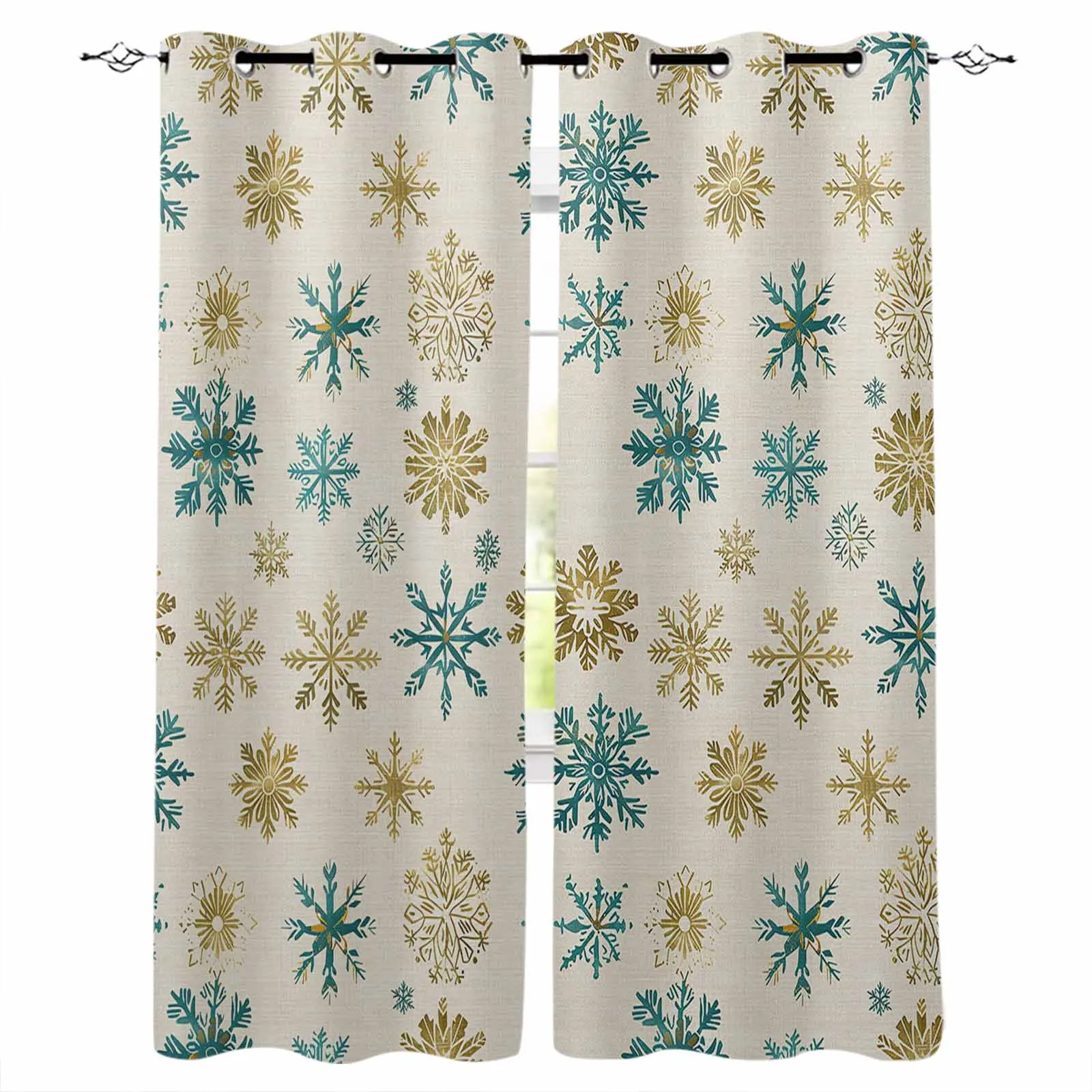 Christmas Letter Snowflakes Curtains For Kitchen Bedroom Window Treatment Curtains For Living Room Home Decor