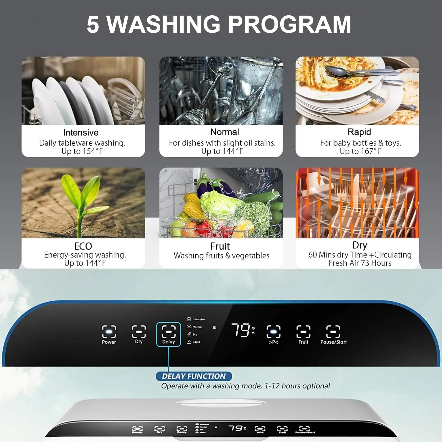 Lavastoviglie lavastoviglie da appoggio 5L da incasso aer ank, nessun gancio necessario, 5 anelli Progras, funzione Air-y, F