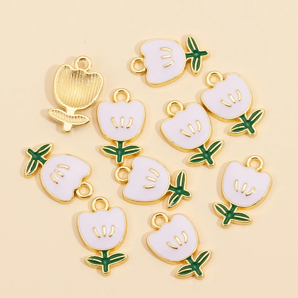 10 Stück 4 Farben Rose Blumen Emaille Charm Anhänger für Schmuckherstellung Diy Zubehör Süße romantische Halskette Ohrringe Schmuck Geschenk – Detail 8