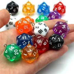 10Pcs Dice Pendants Resin Polyhedral Number Dice Charms for Jewelry Making DIY Bracelet Necklace Keychains Crafts Decor Supplies