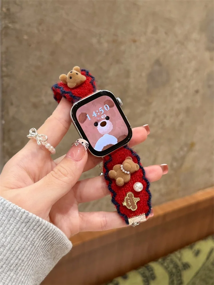 

Осенне-зимний милый плюшевый ремешок подходит для часов HW Fit3/Fit4 и ремешка HW 8/9/10NFC, ремешки ручной работы