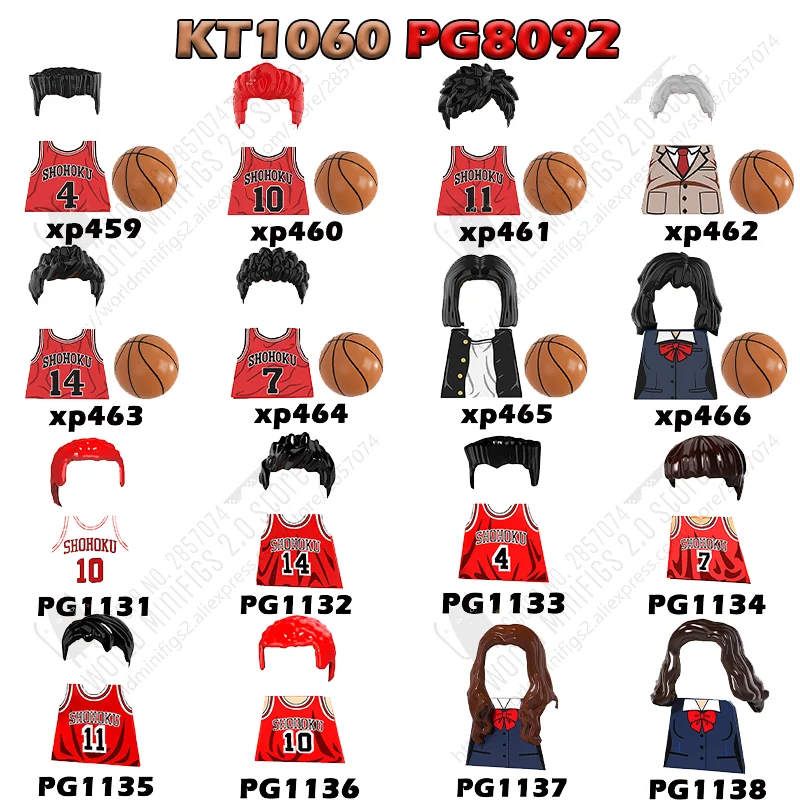 KT1060 PG8092 Anime Characters Building Blocks SLAM DUNK Basketball Players Action Figure Accessories Model Bricks Toys For Kids