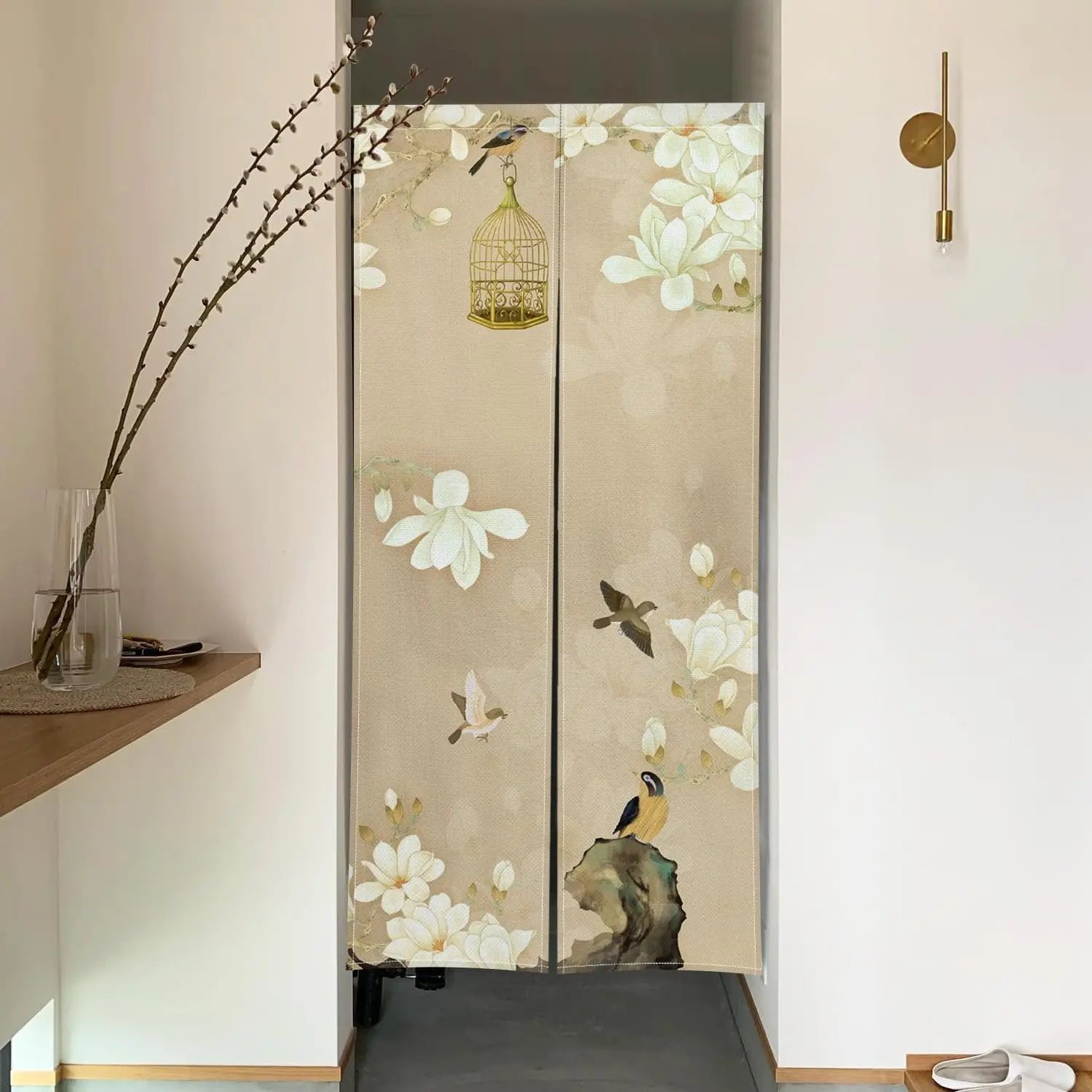Japanese Noren Doorway Curtain Japanese Style Window Treatment Hanging Door Tapestry Panel for Ukiyoe Room Divider Home Kitchen
