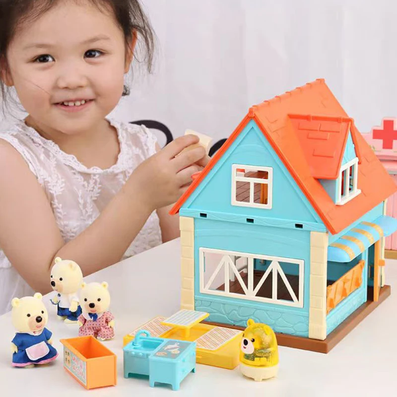 Casa delle bambole in scala 1:12 Mini Villa Negozio di gelati Supermercato Scuola Scena ospedaliera Cottage Modello Mobili in miniatura Ragazza Giocattolo Regalo