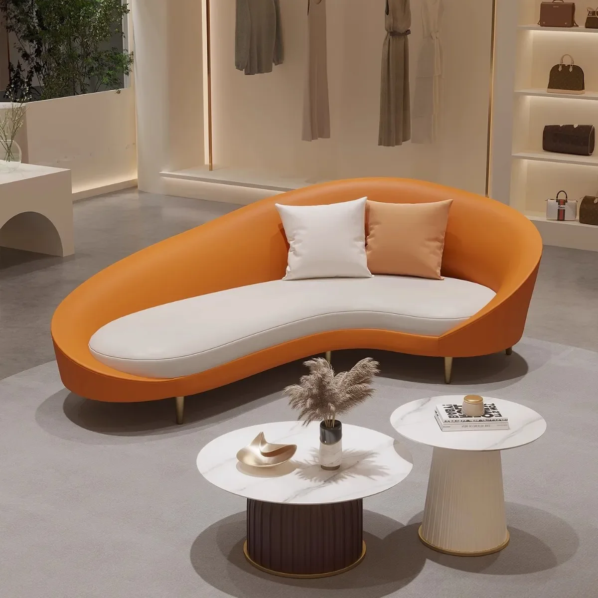 Hotel lobby modern simple VIP lounge area reception sofa curved office store negotiation