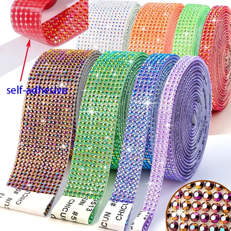 

1Yard Rhinestone Ribbon Self Adhesive Resin Bling Crystal Diamond Strips Sticker For DIY Arts Crafts Wedding Wrap Decor Supplies