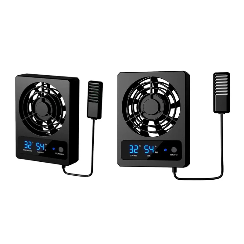 Low Noise Cooling Fan Strong Wind Ventilation Fan For Reptile Tank With LED Display (Degrees Celsius)