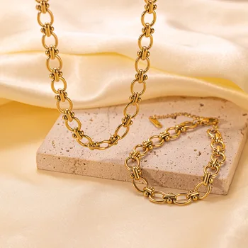 太いチェーンカップルブレスレットヴィンテージ中空ラウンドリング色損失なしブレスレット新しいスタイルチェーンネックレスブレスレット