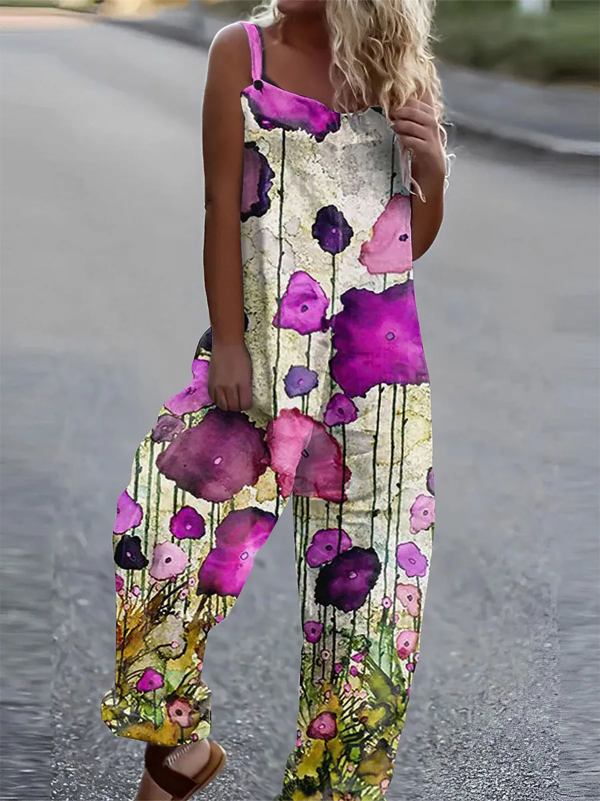 Vestido largo de algodón con tirantes para mujer, pantalones de marca de moda, estampado de moda urbana, cintura media, cáñamo blanco de algodón,