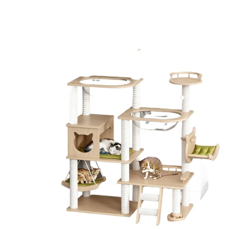 Solid wood cat nest, space capsule cat climbing frame integrated, small apartment, large  villa