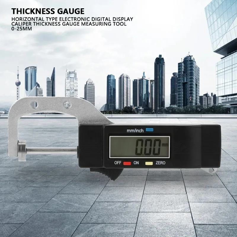 Digital Thickness Gauge Thickness Gauge Horizontal Type Electronic Digital Display Caliper Thickness Gauge Measuring Tool 0-25mm