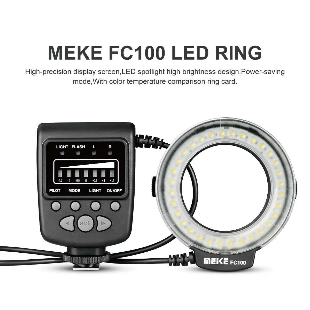 Meike FC-100 FC100 Manual LED Macro Ring Flash Light with 7 Adapter Ring for Canon Nikon Olympus Pentax Digital DSLR Camera