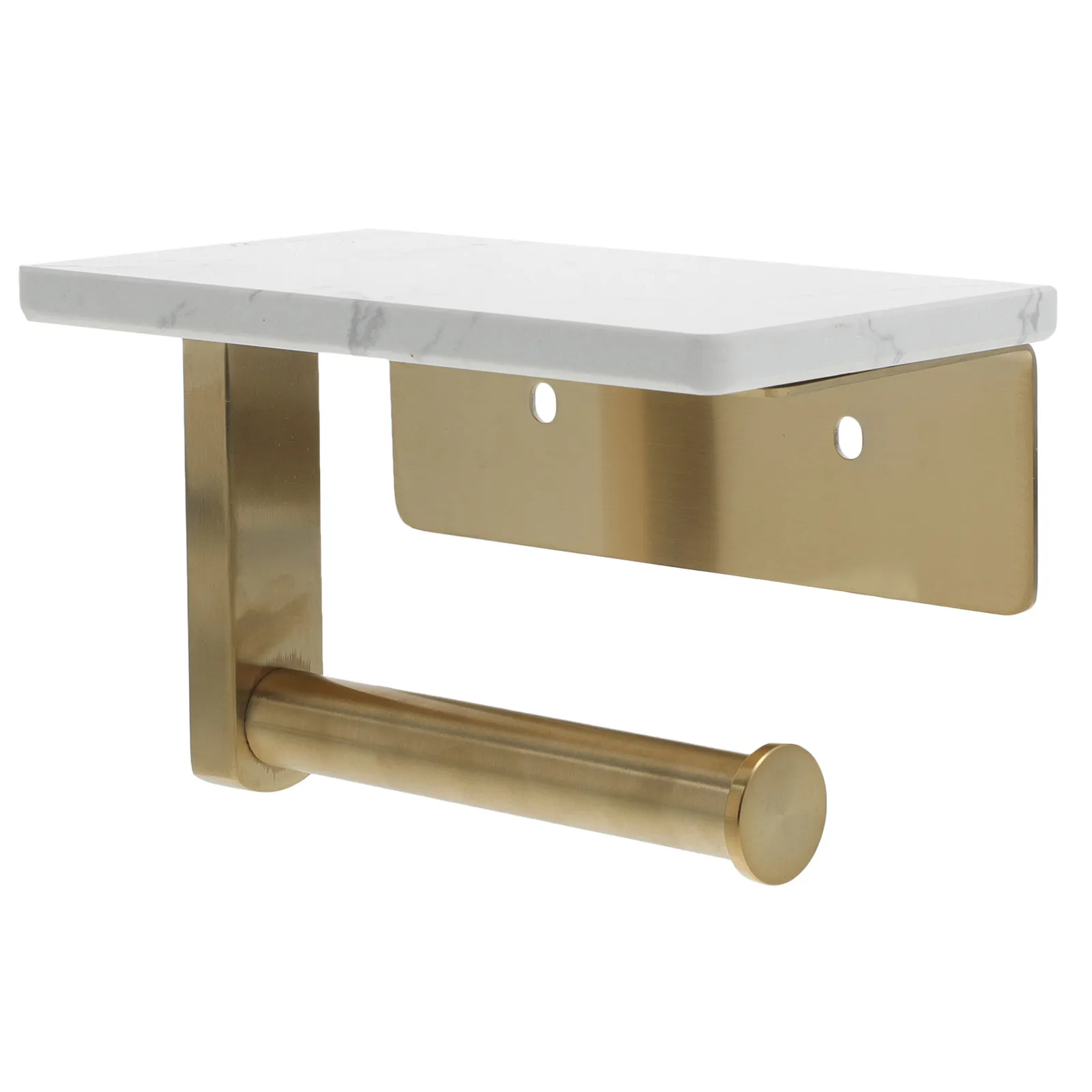 

Stainless Steel and Marble Toilet Paper Holder Wall Mounted with Shelf for Bathroom Roll Paper Towel Storage Multipurpose