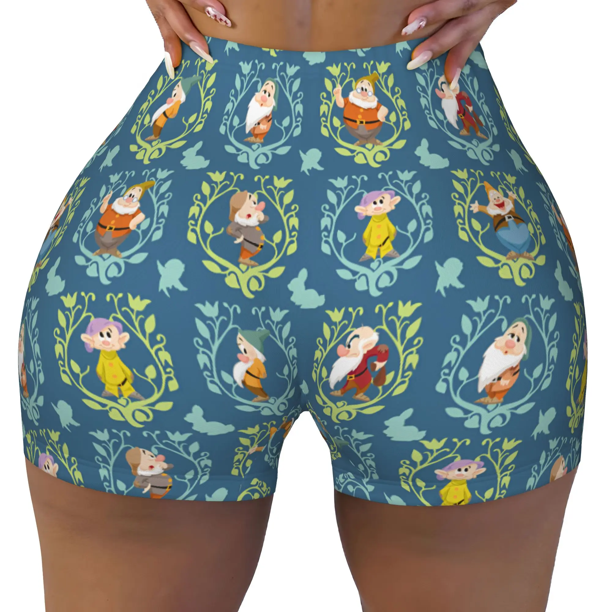 Custom Seven Dwarfs Anime Workout Shorts Women Cartoon Gym Volleyball Biker Yoga Shorts