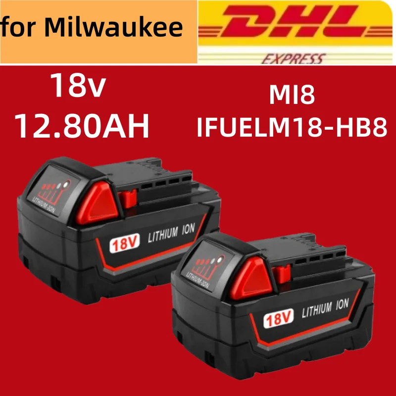 Rechargeable Battery for Milwaukee Tool, 12800mAh, 18V, M18B5, XC, 48-11-2402, 48-11-2411, 2604-22