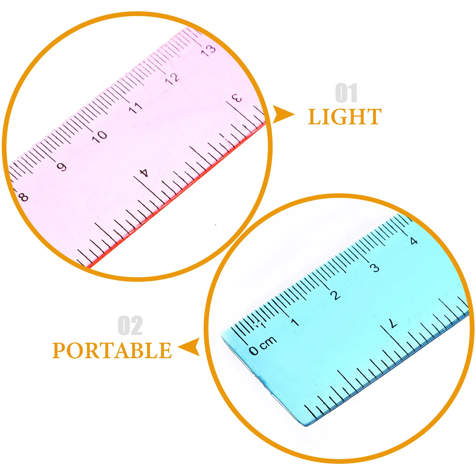 مجموعة مسطرة مستقيمة من البلاستيك الشفاف مكونة من 5 قطع أداة قياس خفيفة الوزن لرسم تصميم الرياضيات ومستلزمات مكتبية للطلاب