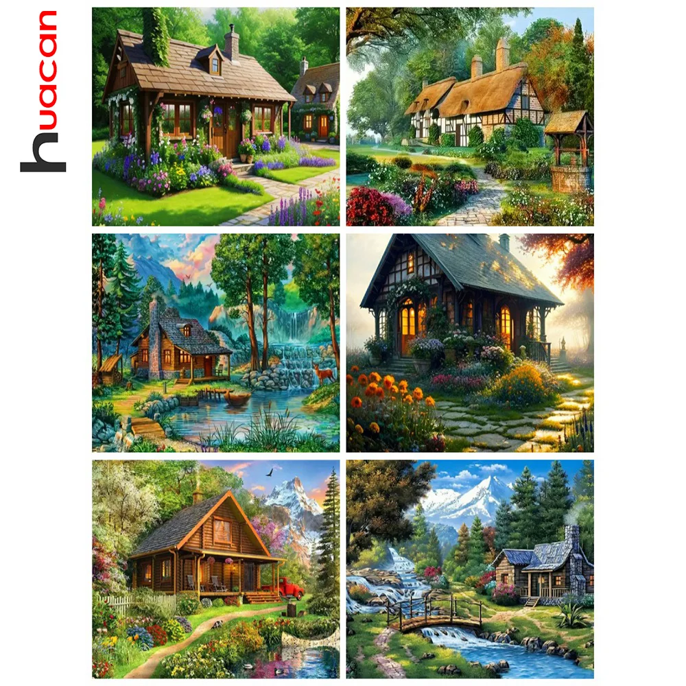 Huacan New Arrivals Diamond Painting Landscape Diy Diamond Mosaic House Handmade Gift Art Home Decoration Craft Kit