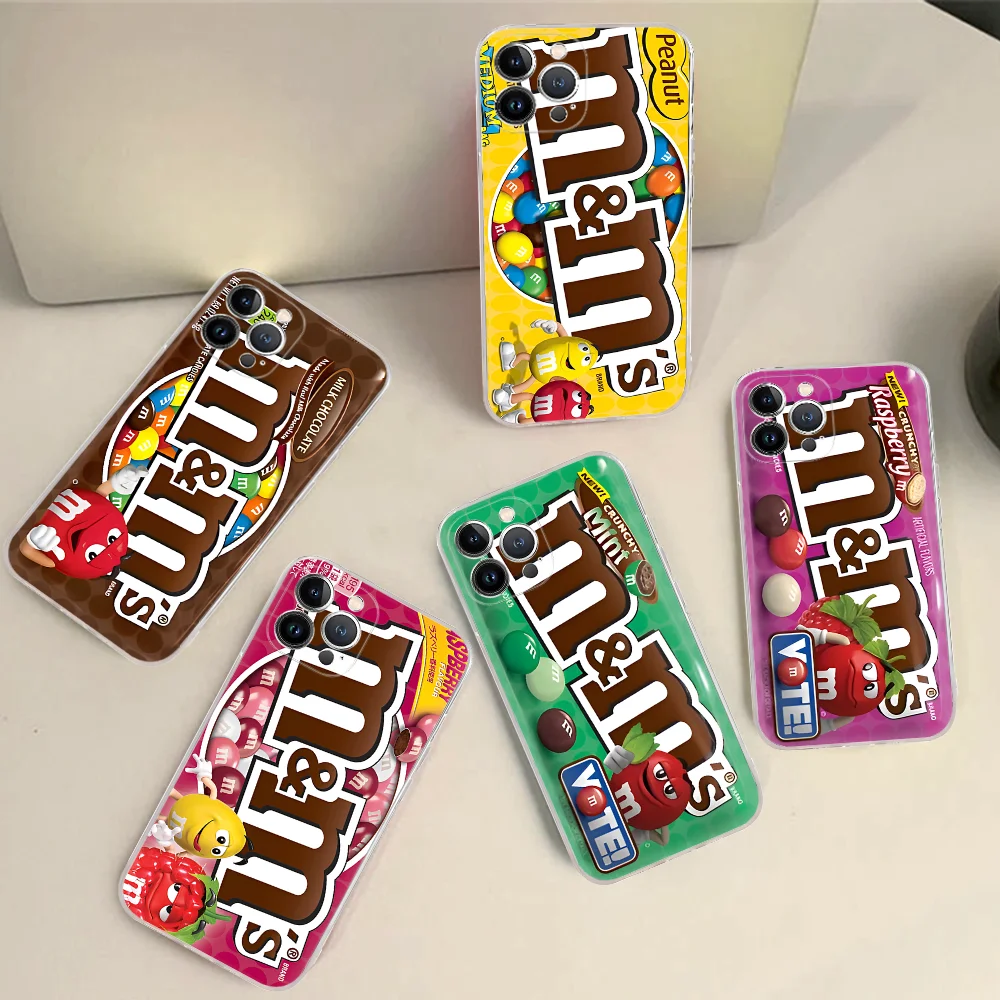 M-M&Ms-s C-Chocolate Phone Case Silicone Soft for iphone 15 14 13 12 11 Pro Mini XS MAX 8 7 6 Plus X XS XR Cover