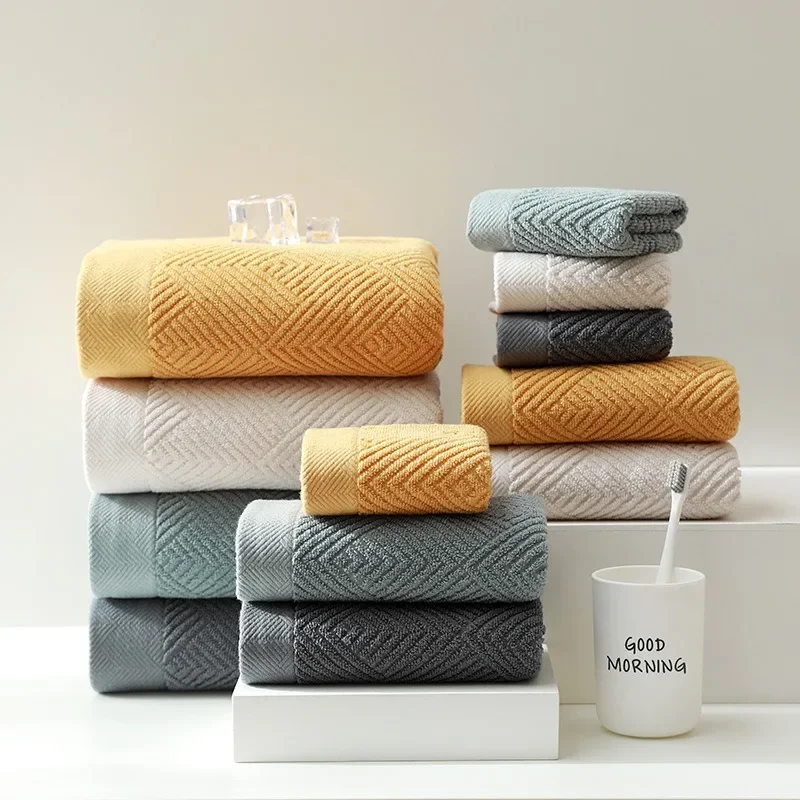 

3pcs 100% Cotton Combination Bath Towel Set, Soft Cotton Queen Size Towel, Super Absorbent Bathroom Towel Adult Face Towel