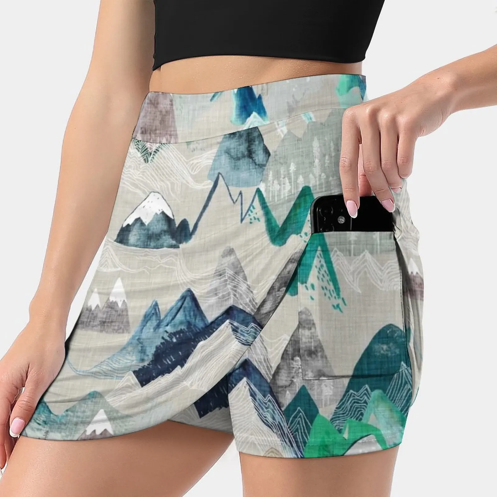 Call Of The Mountains ( In Evergreen ) Women's skirt With Pocket Vintage Skirt Printing A Line Skirts Summer Clothes Mountain