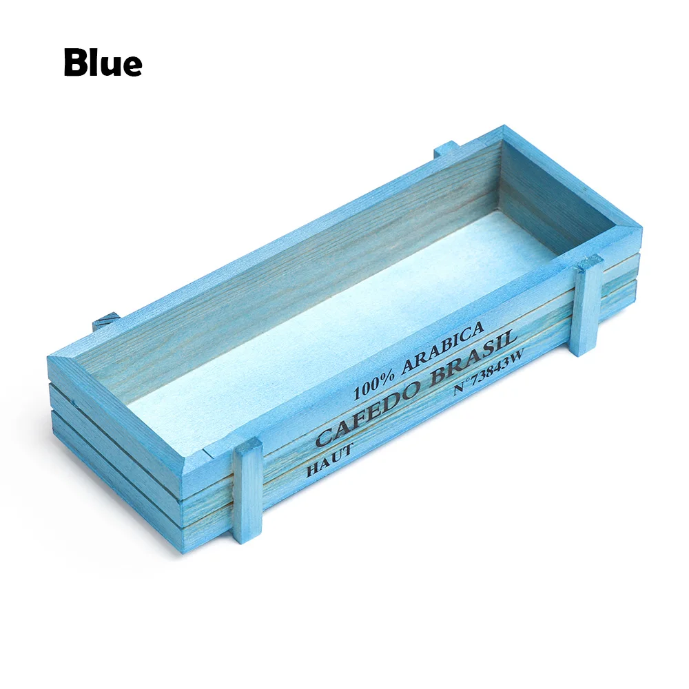 1 PC Planter Trough Decorative Pots Vintage Crates Succulent Boxes Wood Flowerpot Rectangle Vase